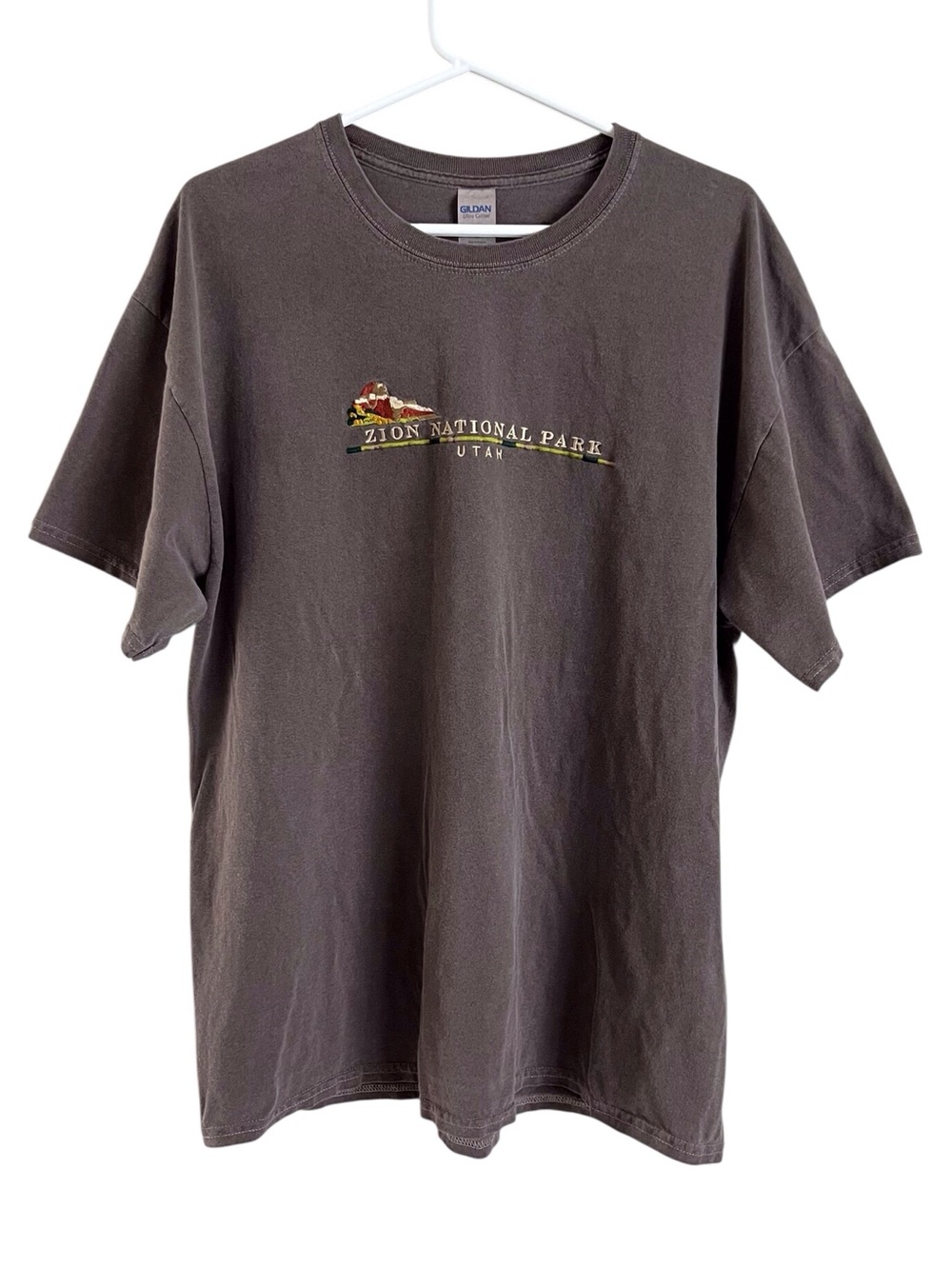 Zion Vintage T-Shirt Graphic Tee National Park Brown Retro Gorpcore XL Cotton